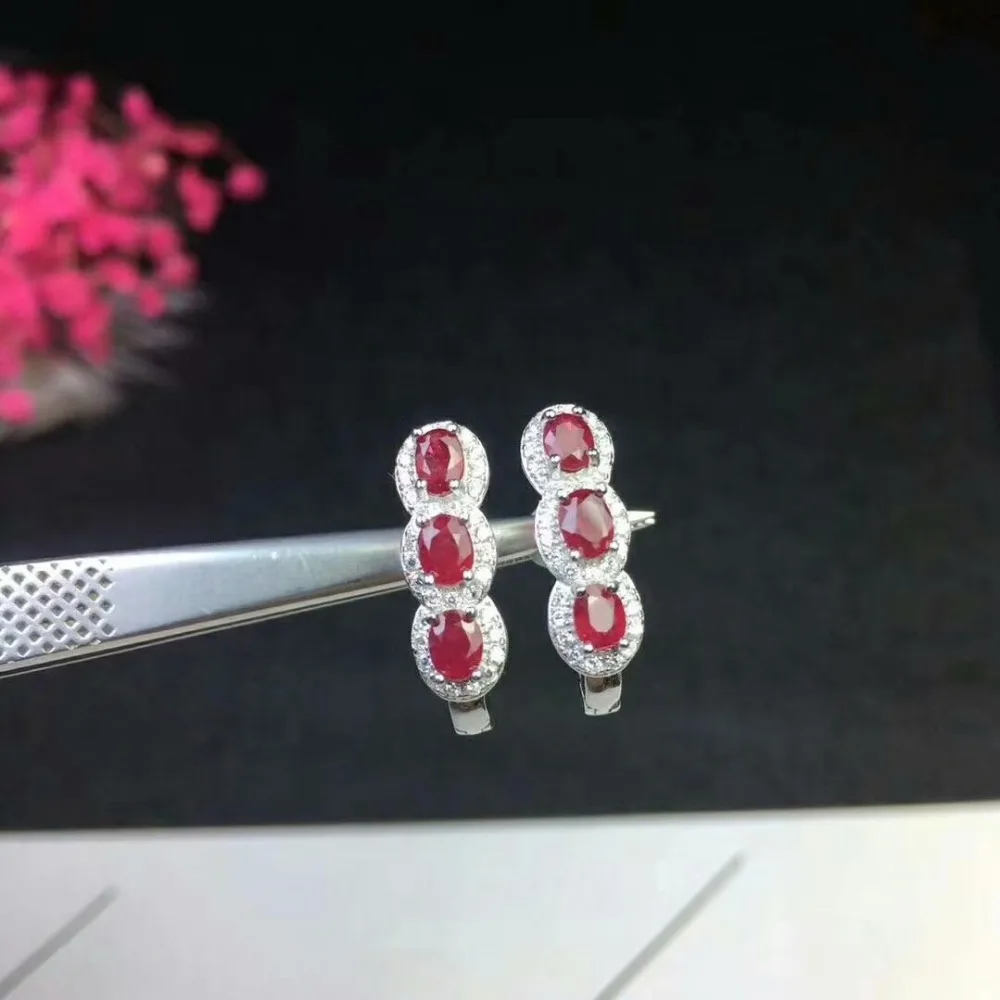 Серьги пусеты shilovem из серебра 925 пробы с натуральным Рубином модные украшения для
