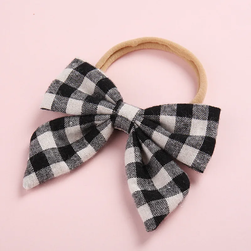 colors 7 4 шт./лот Новорожденный ребенок Красный Клетчатый хлопковый головные повязки с бантиком супер soffest нейлоновые повязки на голову для женские повязки для волос аксессуары для волос - Цвет: colors 7