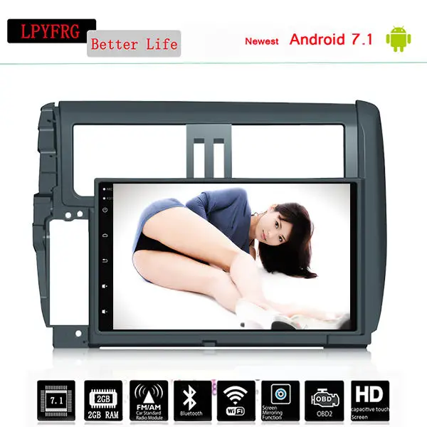 2 Din Prado Android 8 0 Восьмиядерный 9 дюймов 1024*600 автомобильный dvd плеер GPS навигация для