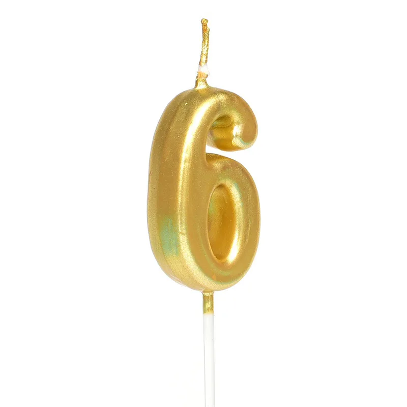 1pcs Gold Silver Number 0-9 Candle Birthday Party Design Candle Decoration Happy Birthday Anniversary Candle Supplies DIY - Цвет: Gold 6