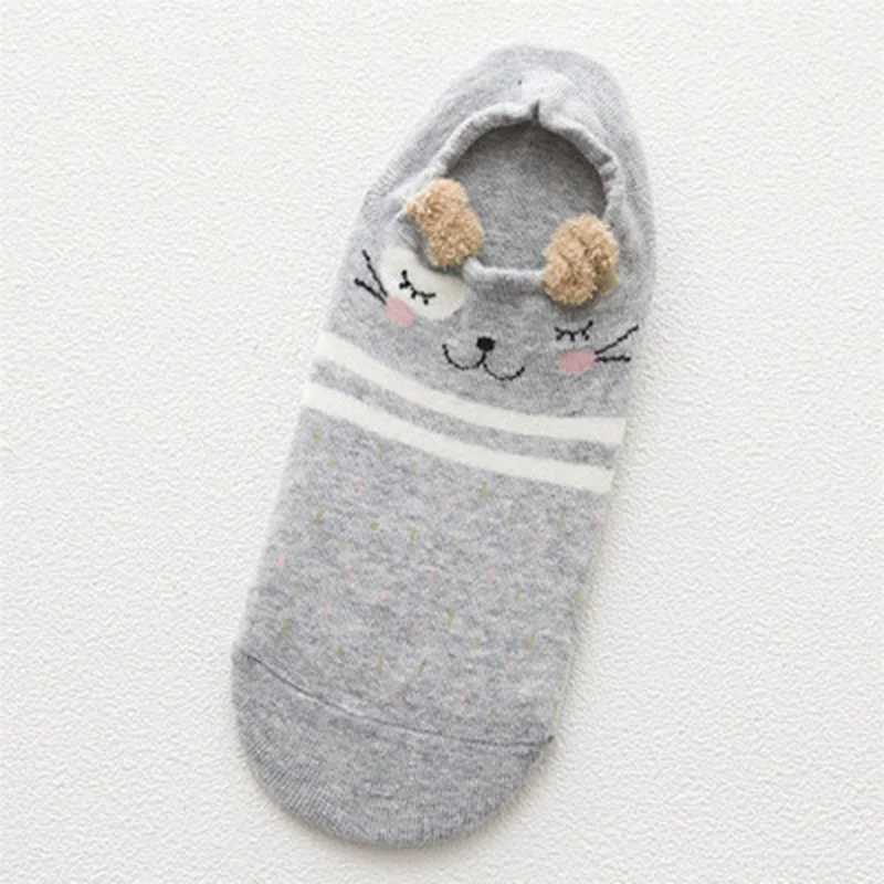 I Хлопок Зима Весна забавное носки с животными женские Kawaii кошка с собакой летние короткие носки тапочки женские повседневные Мягкие забавная лодка носки - Цвет: I