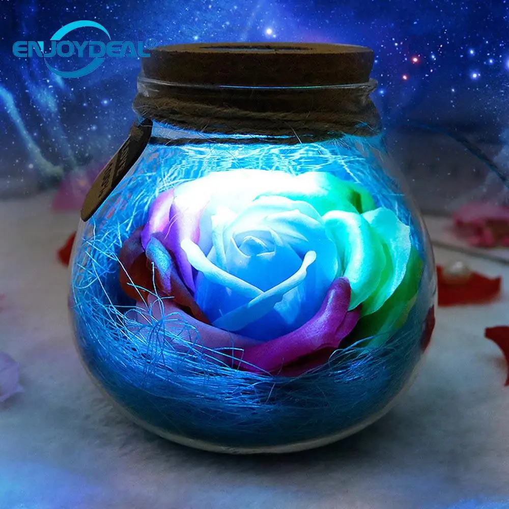 Светодиодный романтическая лампочка RGB лампа с диммером Роза ваза свет пультом