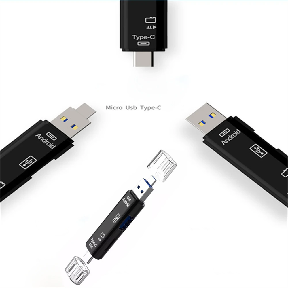 Kebidu 5 в 1 Type C OTG кардридер с USB разъемом для ПК высокоскоростной 2 0 чтение TF