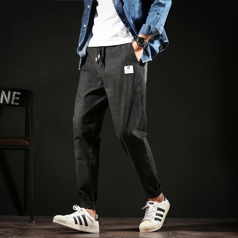 2018 fall new youth fashion Japanese men's color matching big size relaxed trend of teenagers' feet casual pants | Мужская