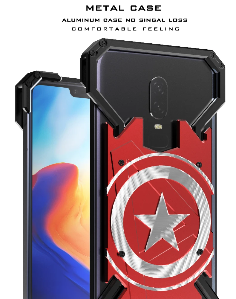 Алюминиевый Чехол супергероя для Oneplus 7T 7 Pro 6T 6 5T 5, чехол, чехол с кольцом Железного человека, Человека-паука, чехол для телефона