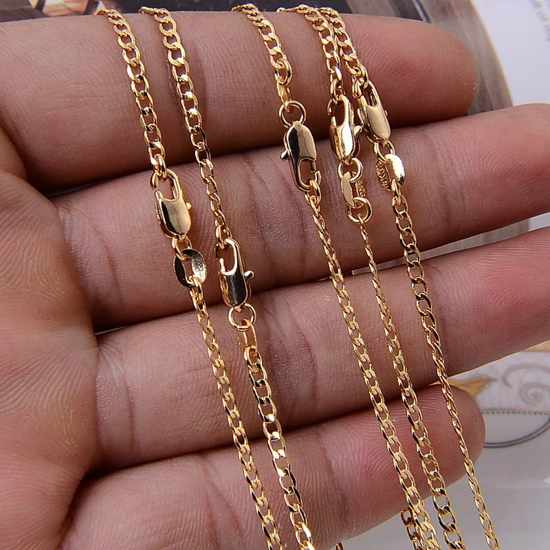 Новая Горячая распродажа! Модные золотые Цепочки и ожерелья цепь 2 мм украшения