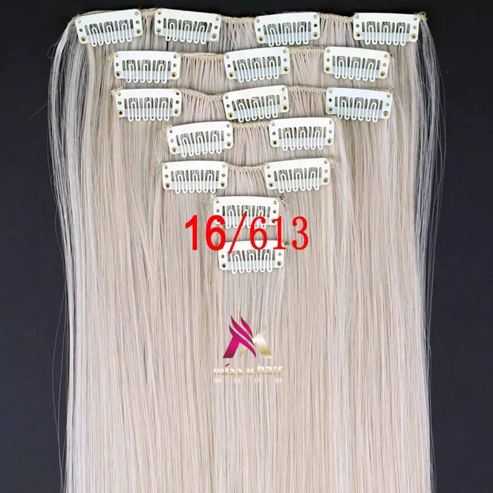 W2-A02 Miss U Hair 2" 130 г-135 г женский длинный прямой синтетический зажим на наращивание волос штук 7 шт./компл. Термостойкое волокно - Цвет: W2-A02