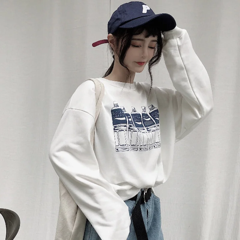 Повседневная Свободная Bf Толстовка Женские кофты японский Harajuku Ulzzang женский корейский кавайный милый панк одежда для женщин
