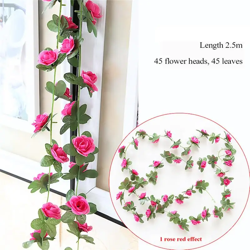 1pcs Artificial Flowers Rose Vine Rattan Hanging Garland Fake String Home Party Wedding Garden Decoration Y828 | Дом и сад