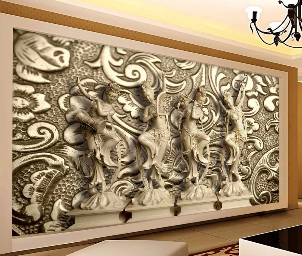 Большие 3D обои фрески фотообои для гостиной красивая девушка рельефные стен 3 d ТВ