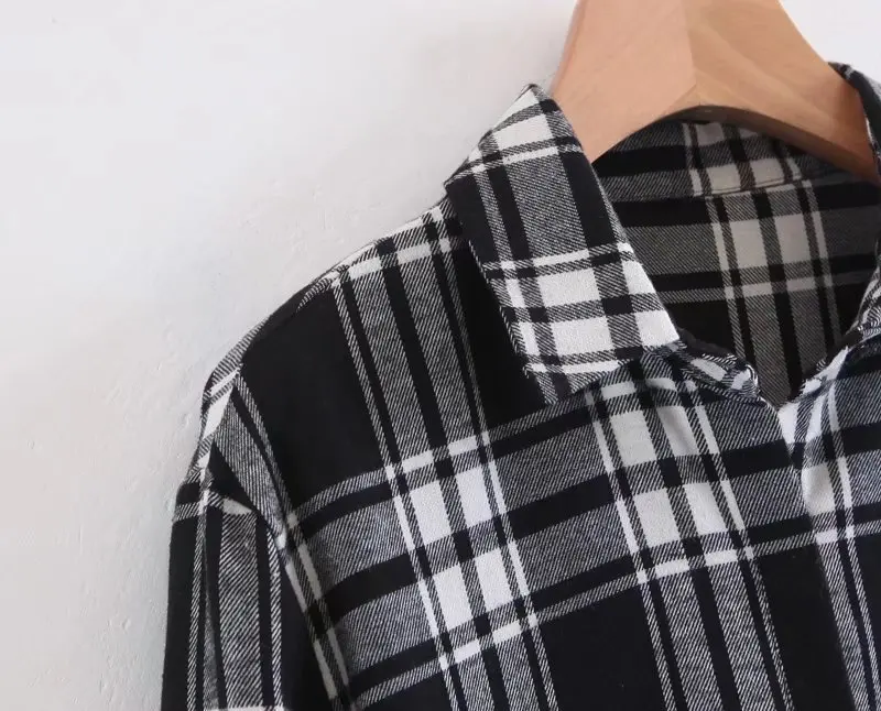 Women Long Sleeve Short Front Back Tunic Plaid Shirt Checked Blouse For Ladies Camisa Mujer Femme Clothing Blusas Feninimas |