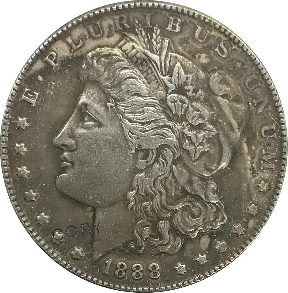 

S 1888 США Morgan 1 1 доллар Мельхиор Посеребренная копия монеты