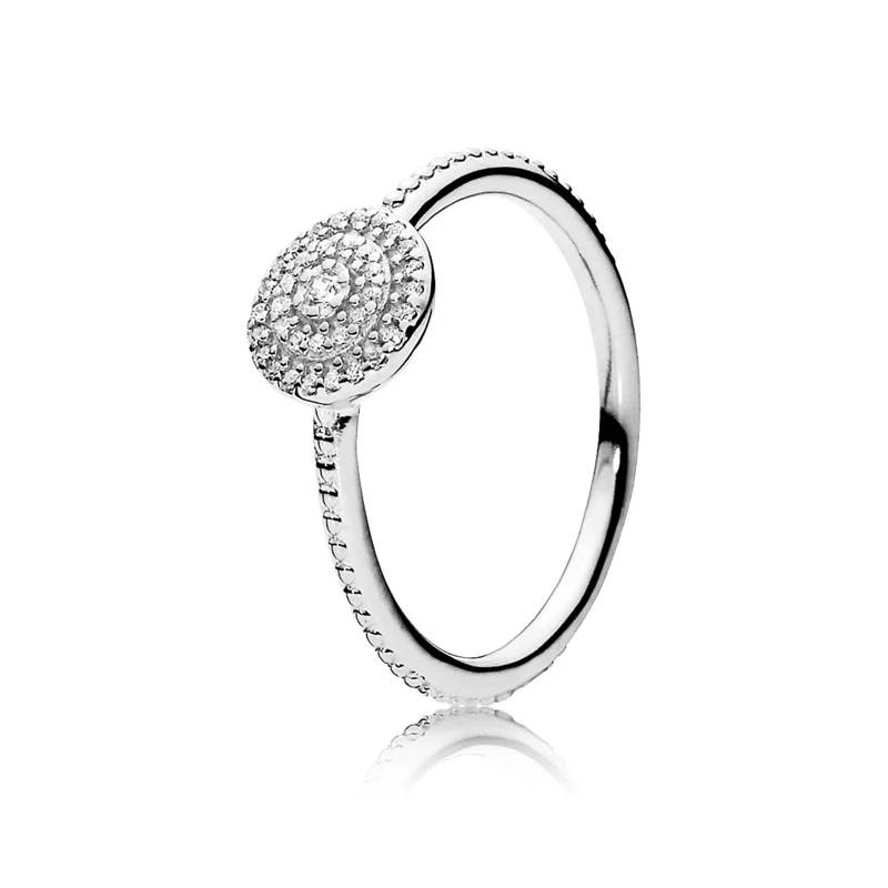 

Sparkling Real 925 Sterling Silver Radiant Elegance Rings With Clear CZ Compatible Ring Wedding Jewelry