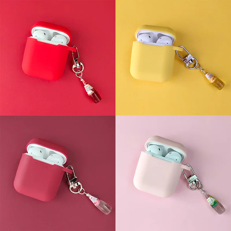 Простая красивая бутылка для вина красный Силиконовый чехол для Apple Airpods чехол Аксессуары Bluetooth наушники сумка защитный чехол подарок