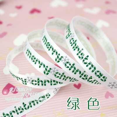 (2 м/лот) 3/8 ''(10 мм) красно белая корсажная лента с принтом&quot Merry Christmas
