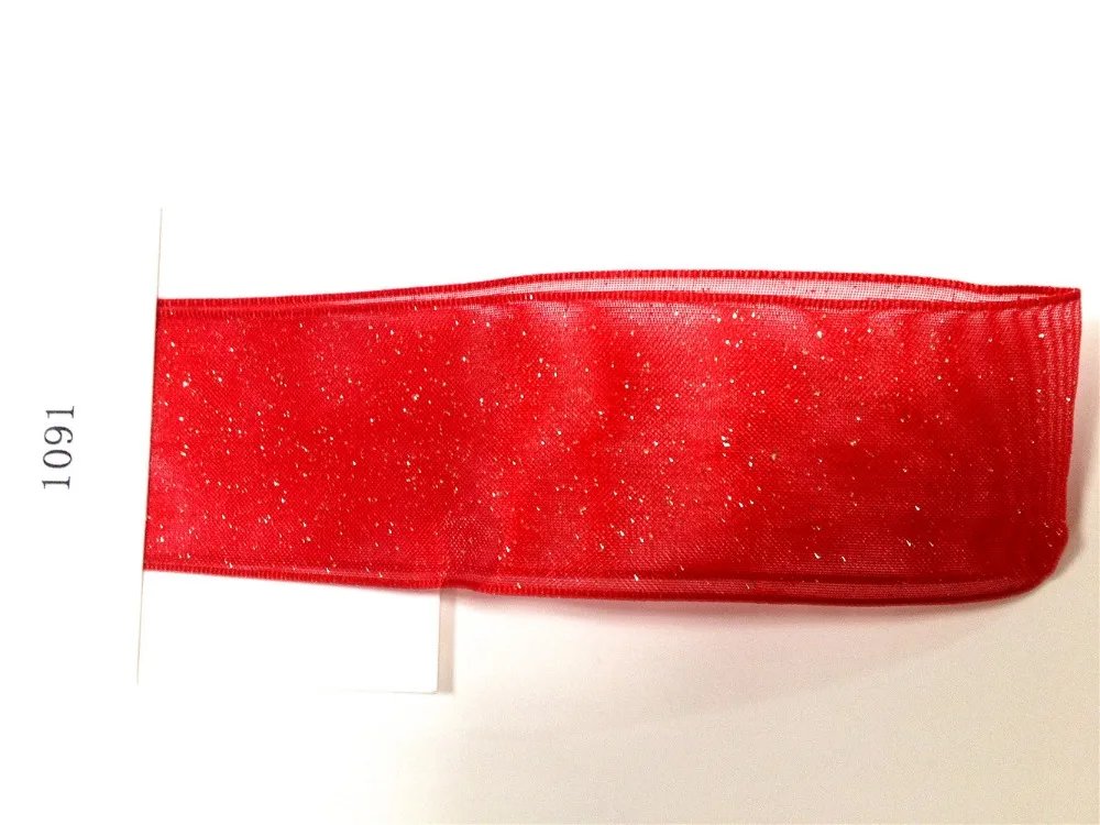 Красная лента из органзы с блестящим серебристым краем 38 мм X 25 ярдов Подарочный