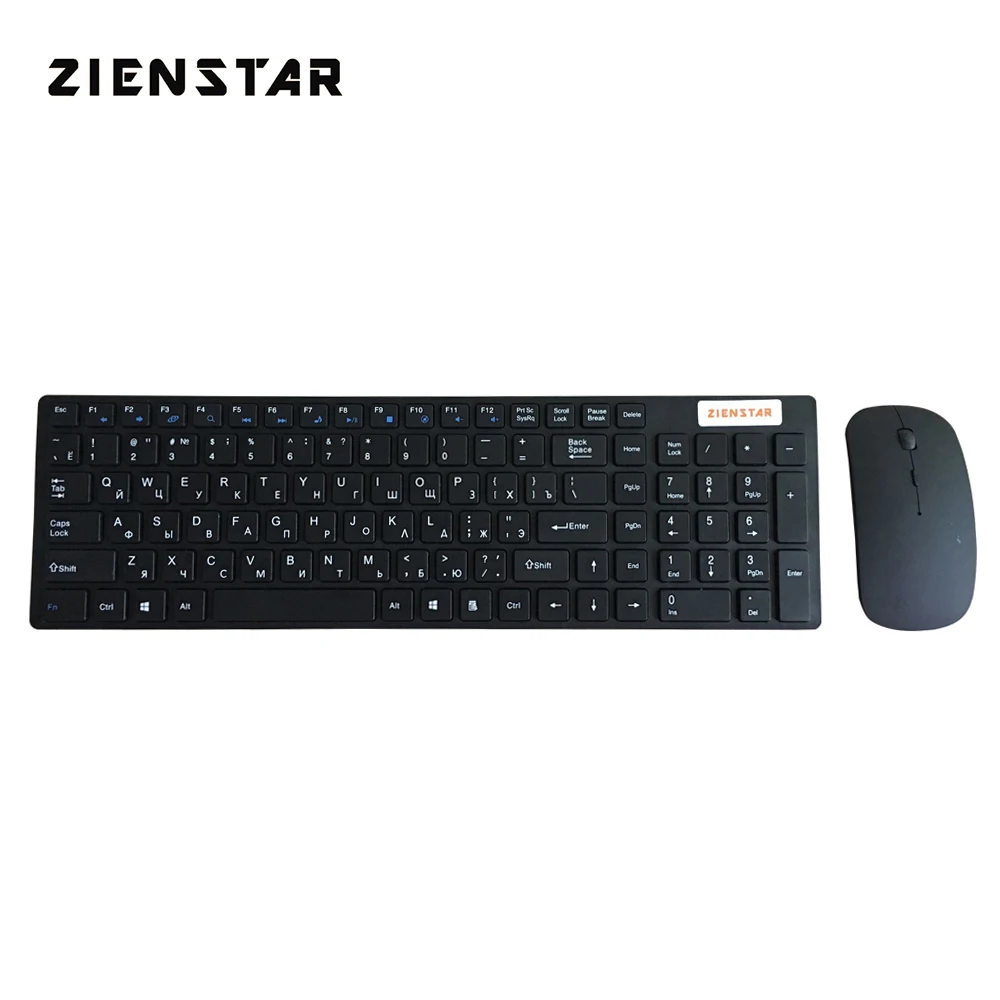 Zienstar русский 2 4G Беспроводной клавиатура Мышь комбинированные с USB приемник для