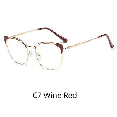 C7 Wine Red Ralferty оправа для очков в стиле кошачьи глаза женские очки Оптическая близорукость очки прозрачные металлические оправы очки женские oculos de grau F95537 - Цвет оправы: C7 Wine Red