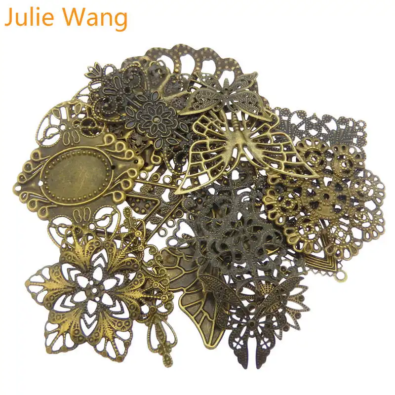 Julie Wang 16 шт. винтажные подвески в виде бабочек и цветов железный антикварный