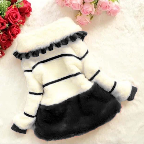 Children Faux Fur Coat Bow Princess Baby Kid Girls Outerwear Winter Warm Top | Детская одежда и обувь