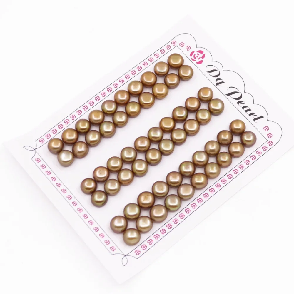 30 PAIR 8mm Half Hole Freshwater Button Pearl Loose Beads For Earring DIY Choose White Golden Pink Brown Blue
