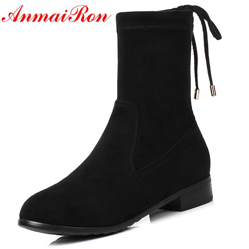 

AnmaiRon/2018 модные Базовые Женские зимние ботинки с круглым носком; Botas Mujer Invierno; Женские ботильоны; Размеры 34-40; LY158