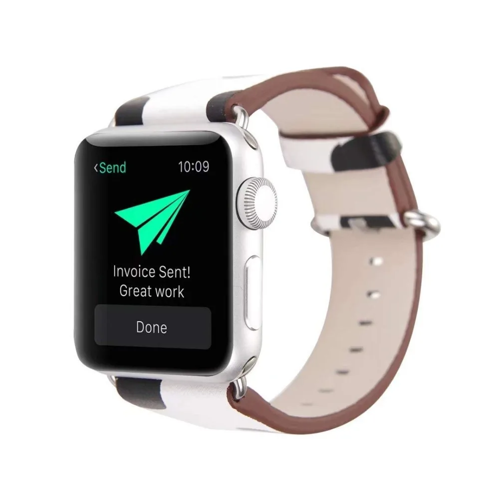 GXV классический Черный и белый стильные Точки Pattern Кожа iWatch ремешок для Apple Watch Series