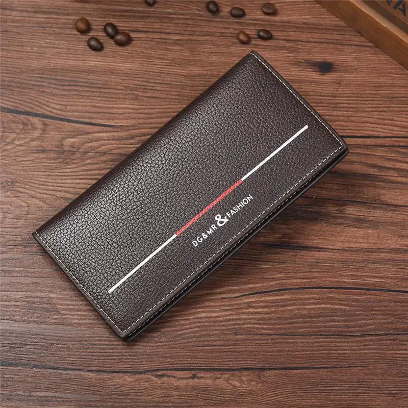 Мужской кожаный бумажник carteira masculina, длинный мужской кошелек cartera hombre, мужские кошельки, Короткие портмоне porte feuille homme - Цвет: coffee   long
