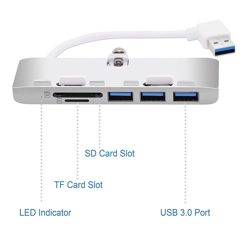 Алюминий USB 3 0 хаб порта USB3.0 комбо адаптер разветвитель с SD/TF Card Reader Для iMac тонкий