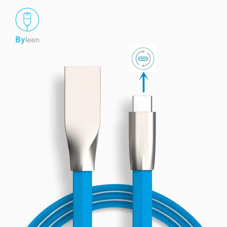 Кабель BYLEEN 3ft 1 м Type C 2A плоский шнур из цинкового сплава для быстрой зарядки Xiaomi mi 7