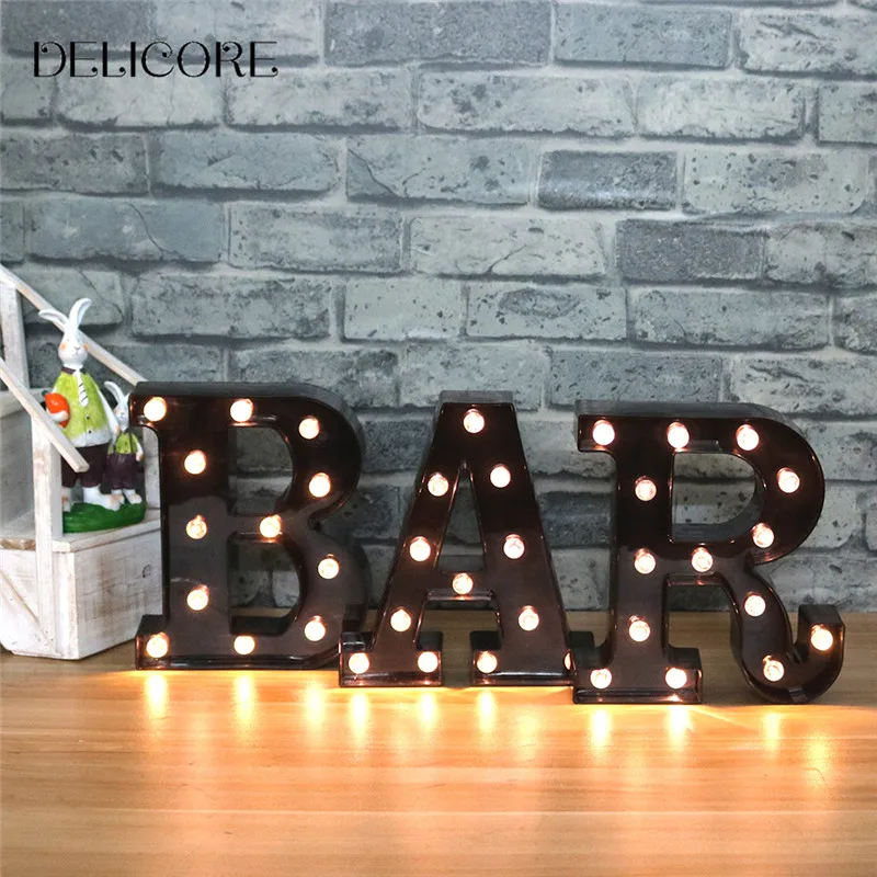 DELICORE Новый светодио дный лампы Night Light детей шатер черный письмо бар свет Винтаж