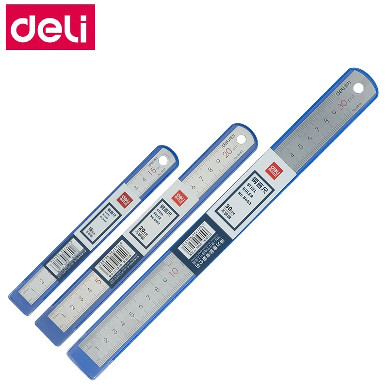 1 шт. Deli 8461/8462/8463/8464 офисный стол стальная линейка прямая Линейка металлическая линейка Нержавеющая Сталь Линейка 15 см 20 см 30 см 50 см