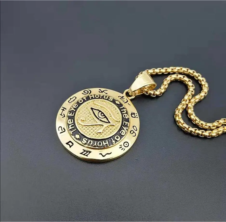 2018 new style Stainless Steel Men Hip hop Eye of Horus pendant necklaces fashion vintage necklace mens Hiphop jewelry gifts | Украшения и