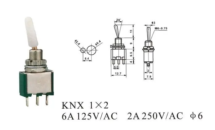 6 мм тумблер 3 контакта/6pin