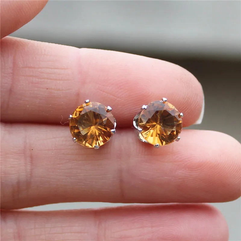 Новинка 2017 ювелирные изделия 8 мм серьги-гвоздики с имитацией циркона цветные