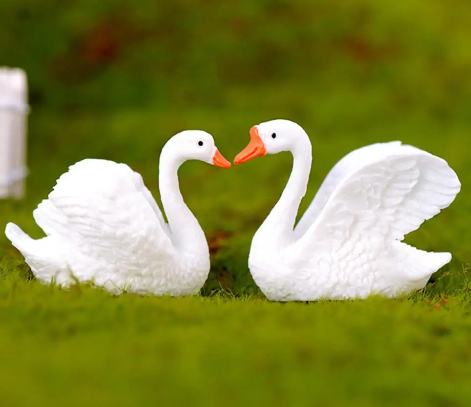 20 шт смолы лебедь миниатюрный пейзаж аксессуары для дома сад украшение торта