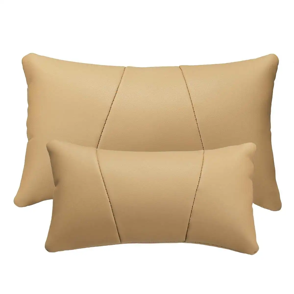 Beige 2pcs Роскошная мягкая кожаная Автомобильная подушка для шеи на заднее сиденье, поясничная поддержка, массажер, поясная подушка, подушка для стула, сиденье, облегчение боли - Название цвета: Beige 2pcs