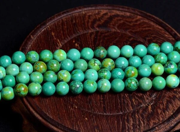 Натуральные зеленые бирюзовые круглые бусины полуготовые свободные для