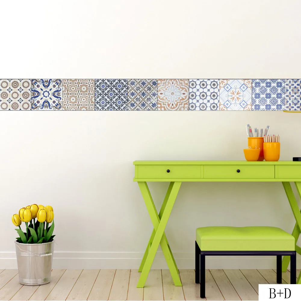 Самоклеющиеся мандалы настенные плитки наклейки линия талии кухня Настенная