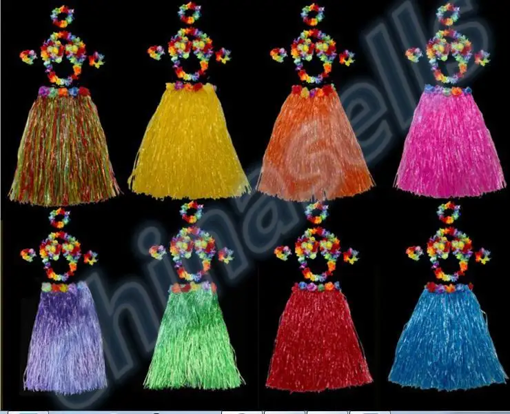 12sets 60CM 6PCS/set Plastic Fibers Women Grass Skirts Hawaiian Hula Skirt set cheerleaders costumes Ladies Dress Up