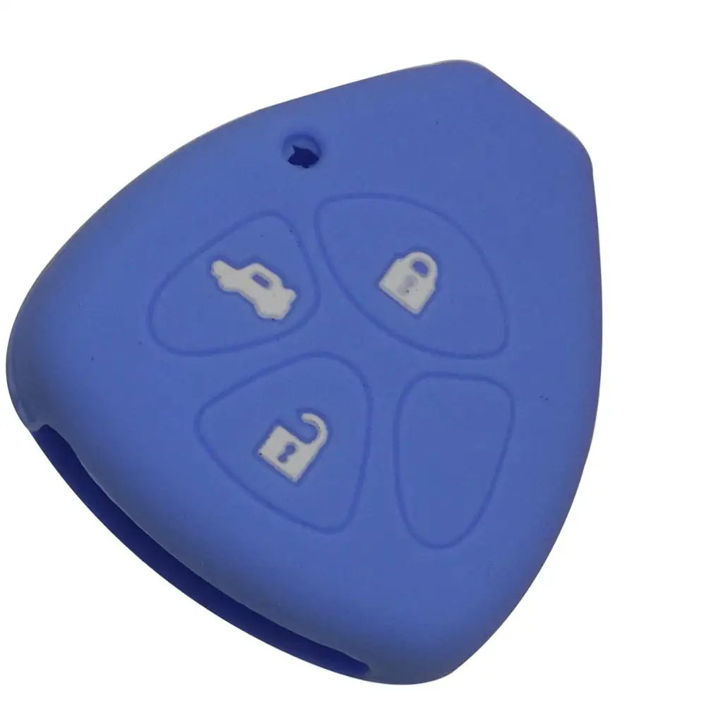 lightblue Jingyuqin 3 кнопки силиконовый чехол для ключей от машины оболочка Крышка для Toyota Camry COROLLA Vios REIZ CROWN RAV4 держатель - Цвет: lightblue
