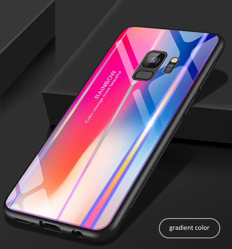 Aojun Новый Красочный закаленное Стекло чехол для телефона samsung Galaxy S9 плюс градиент