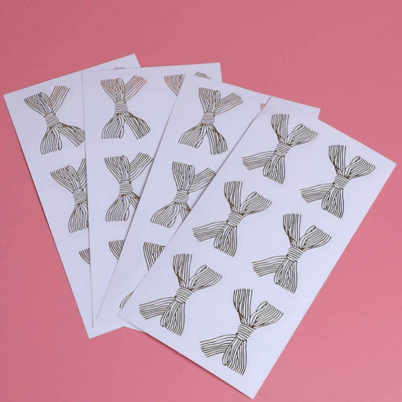 

60Pcs Golden Big Bow Knot Gold Handmade Cake Sweet Candy Packaging Sealing Label Sticker Baking DIY Gift Stickers