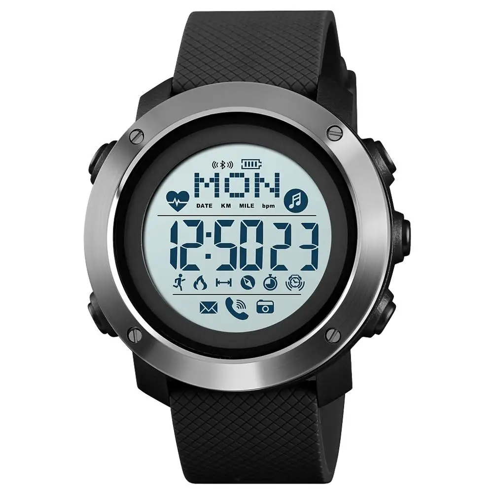 Steel Dial Black SKMEI спортивные часы на открытом воздухе модные компас цифровые часы для мужчин Bluetooth часы для фитнеса relogio Masculino - Color: Steel Dial Black