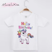 2019 new goods kids t shirt for children pony unicorn birthday 100 cotton girls short t shirts girl clothes tops free shipping