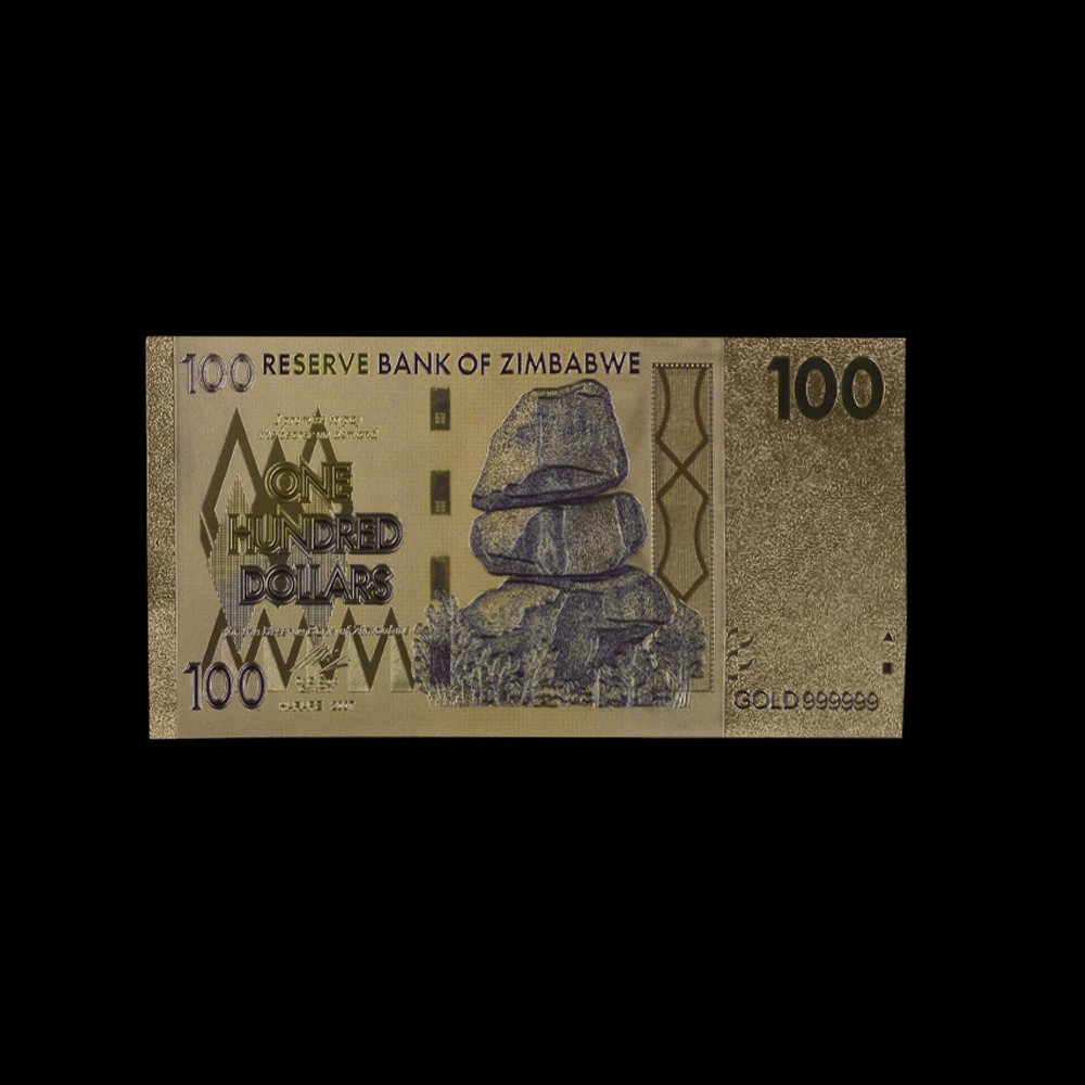 Банкноты Зимбабве 10 шт./лот 100 доллара с 1 сертификатом банкноты в 24k позолоченной