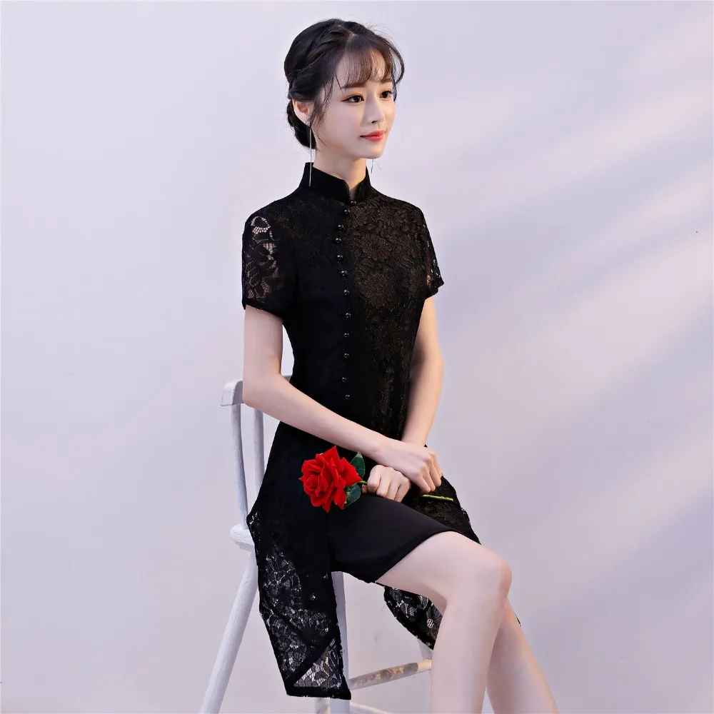 Шанхай история короткие Cheongsam китайское восточное платье женские Qipao национальный тренд стильные китайские платья кружевное китайское платье