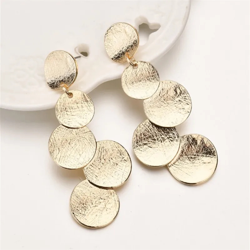 Exaggerated Fashion Alloy Irregular Round Geometric Drop Earrings For Women Metal Gold Dangle Earring Female Jewelry Gifts | Украшения и