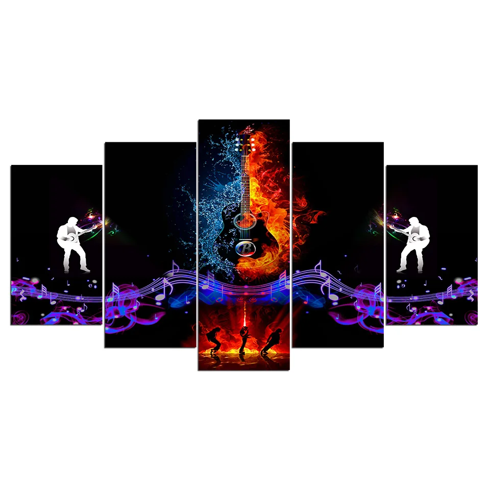 ArtSailing 5 panel canvas art print HD Roch Guitar home decoration accessories modern picture for living room CU-3292C | Дом и сад