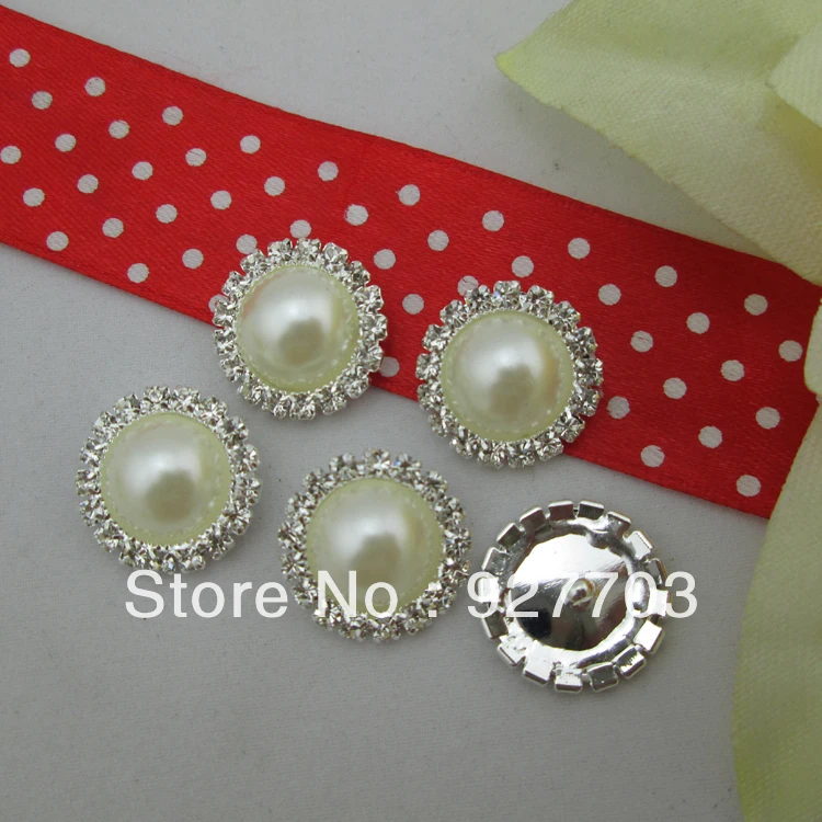 Пуговицы с жемчугом цвета слоновой кости (CM526 17 мм) 100 шт.|rhinestone buttons|buttons buttonscraft buttons